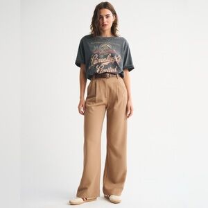 NWT ABERCROMBIE & FITCH WOMENS SLOANE TROUSERS PANTS SIZE 2 SHORT WIDE LEG BROWN